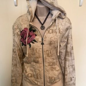 Rock & Roll Cowgirl zip up Hoodie Lg